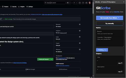 GitScribe AI Powered PR Descriptions  from Chrome web store to be run with OffiDocs Chromium online