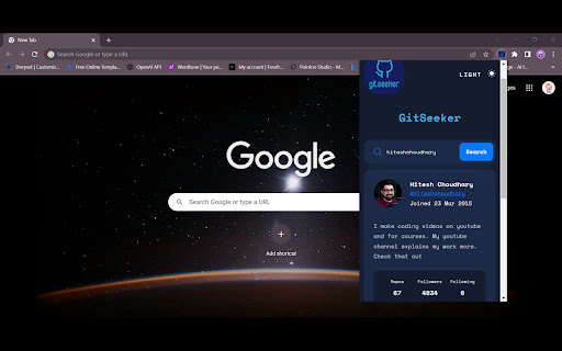 GitSeeker  from Chrome web store to be run with OffiDocs Chromium online