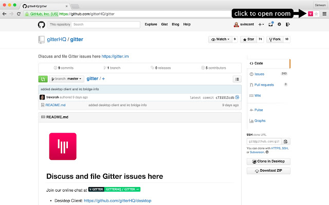 Gitter Helper for GitHub  from Chrome web store to be run with OffiDocs Chromium online