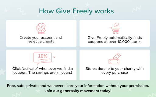 Give Freely: You Save, We Give, Charities Win  from Chrome web store to be run with OffiDocs Chromium online