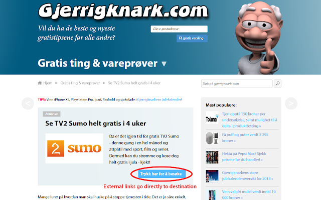 Gjerrigknark annoyance  from Chrome web store to be run with OffiDocs Chromium online