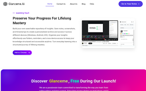 Glanceme.Ai  from Chrome web store to be run with OffiDocs Chromium online