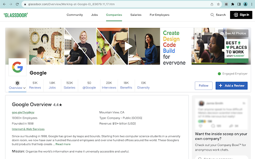 Glassdoor Easy Access  from Chrome web store to be run with OffiDocs Chromium online