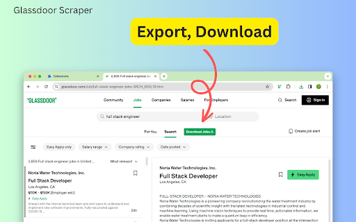 Glassdoor Scraper  from Chrome web store to be run with OffiDocs Chromium online