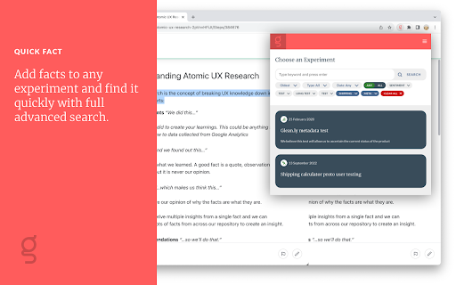 Glean.ly Quick Fact  from Chrome web store to be run with OffiDocs Chromium online