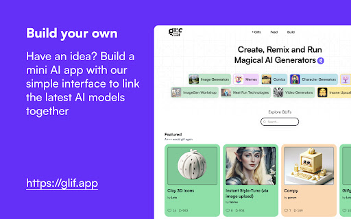 Glif: Remix the web with AI  from Chrome web store to be run with OffiDocs Chromium online