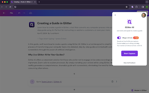Glitter AI  from Chrome web store to be run with OffiDocs Chromium online