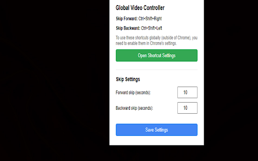 Global Skip/Rewind Hotkey  from Chrome web store to be run with OffiDocs Chromium online
