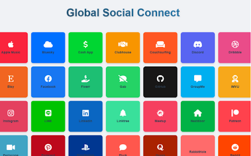 Global Social Connect  from Chrome web store to be run with OffiDocs Chromium online