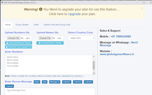 Global Tech Mass Message Sender  from Chrome web store to be run with OffiDocs Chromium online