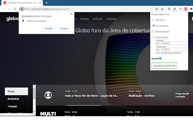 GloboPlay TV  from Chrome web store to be run with OffiDocs Chromium online