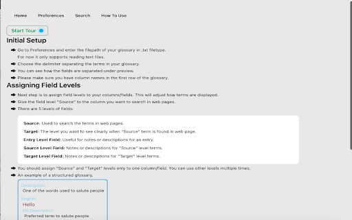 Glossary Wizard  from Chrome web store to be run with OffiDocs Chromium online