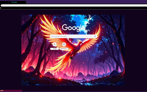 Glowing Phoenix Rising from the Dark Forest  from Chrome web store to be run with OffiDocs Chromium online