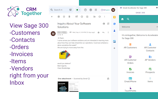 Gmail Accelerator for Sage 300  from Chrome web store to be run with OffiDocs Chromium online