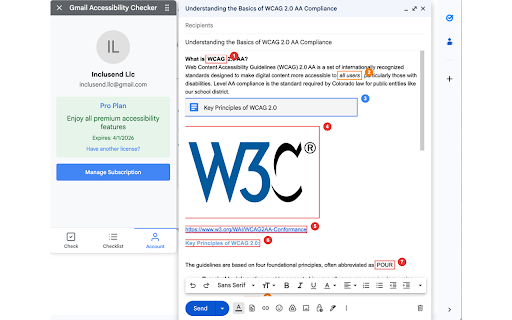 Gmail Accessibility Checker  from Chrome web store to be run with OffiDocs Chromium online