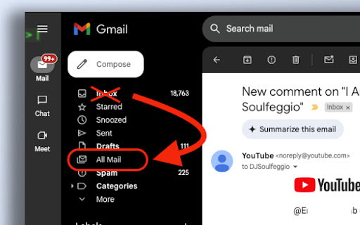 Gmail All Mail Redirector  from Chrome web store to be run with OffiDocs Chromium online