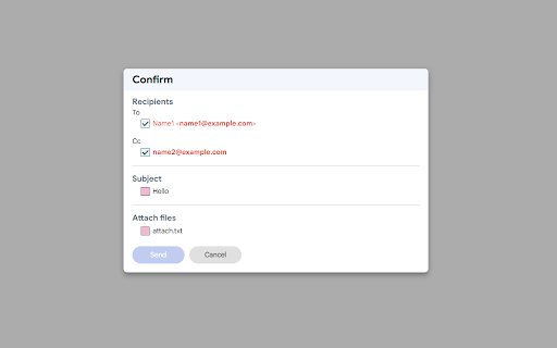 Gmail confirm before sending  from Chrome web store to be run with OffiDocs Chromium online
