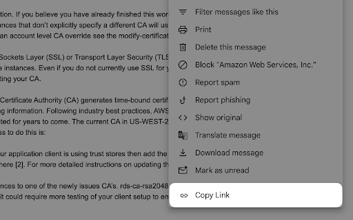 Gmail Copy Link to Email  from Chrome web store to be run with OffiDocs Chromium online