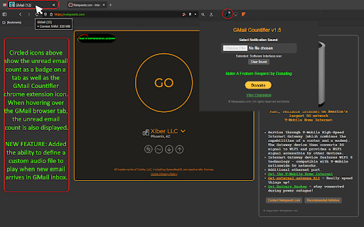 GMail Countifier v2.1  from Chrome web store to be run with OffiDocs Chromium online