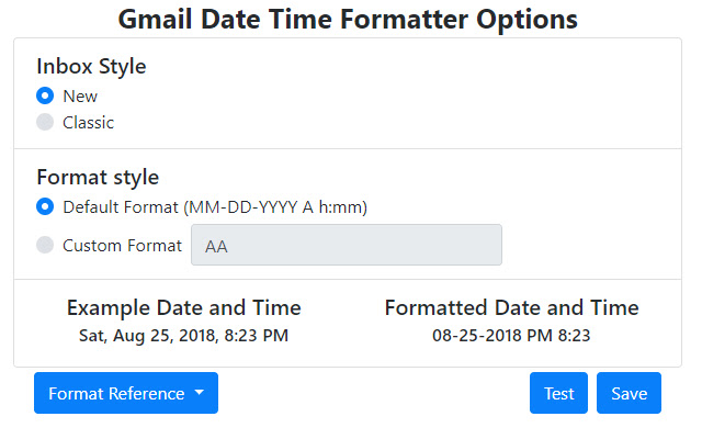 Gmail Date Time Formatter  from Chrome web store to be run with OffiDocs Chromium online