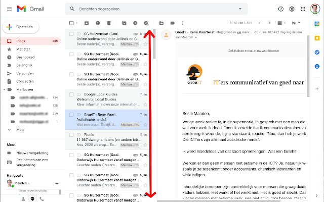 GMail Infinite Scroll ze sklepu internetowego Chrome do uruchomienia z OffiDocs Chromium online