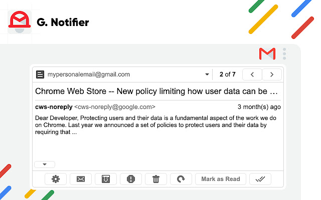 Gmail Notifier gmail notification tool  from Chrome web store to be run with OffiDocs Chromium online