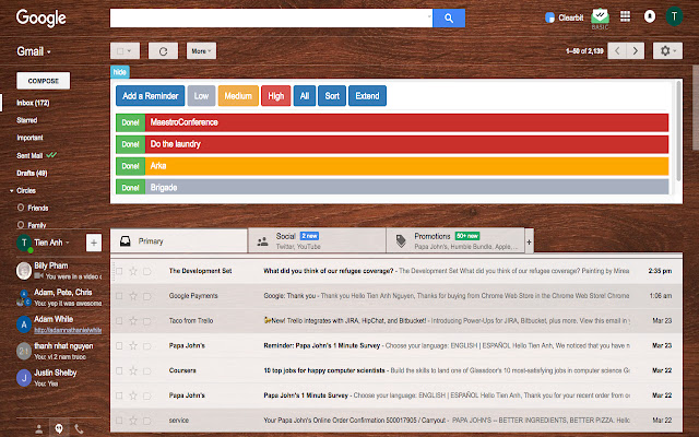 GmailReminder  from Chrome web store to be run with OffiDocs Chromium online