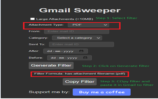 Gmail Sweeper  from Chrome web store to be run with OffiDocs Chromium online