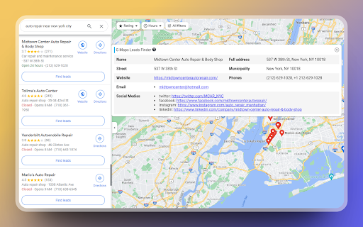 G Maps Leads Finder MapsLeads.net  from Chrome web store to be run with OffiDocs Chromium online