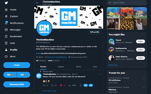 GM Machine  from Chrome web store to be run with OffiDocs Chromium online