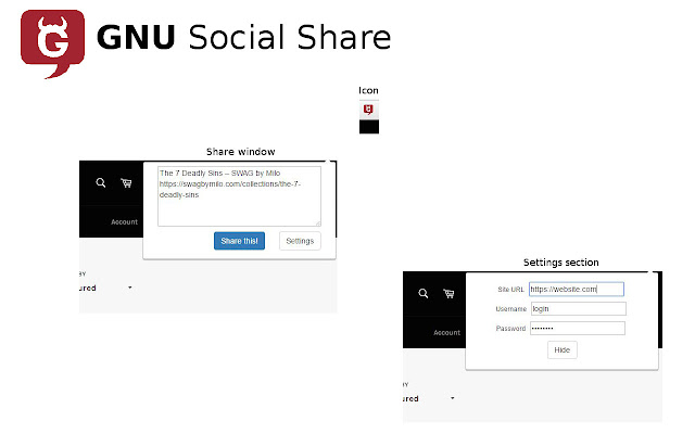 GNU Social Share  from Chrome web store to be run with OffiDocs Chromium online