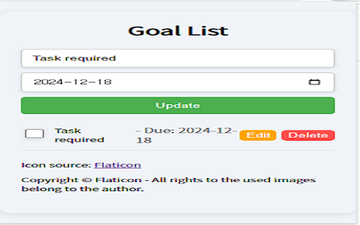 Goal List Manager  from Chrome web store to be run with OffiDocs Chromium online