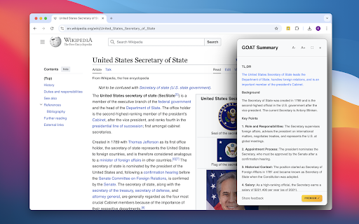 GOAT AI The fastest way to research ✨  from Chrome web store to be run with OffiDocs Chromium online