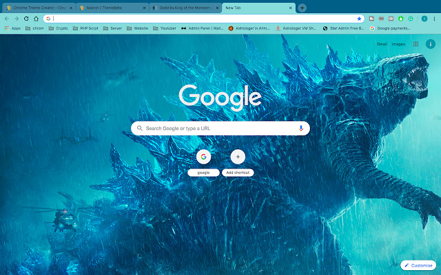Godzilla King HD theme  from Chrome web store to be run with OffiDocs Chromium online