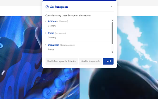 Go European  from Chrome web store to be run with OffiDocs Chromium online