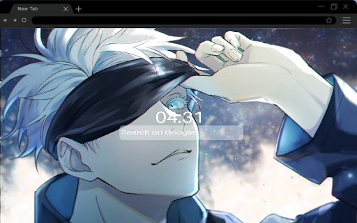 Gojo Satoru Removes his blindfold live wallpaper  from Chrome web store to be run with OffiDocs Chromium online