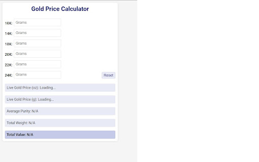 Gold Calculator  from Chrome web store to be run with OffiDocs Chromium online