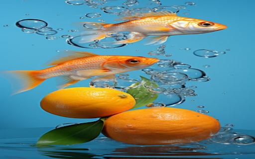 Goldfish and orange wallpaper  from Chrome web store to be run with OffiDocs Chromium online
