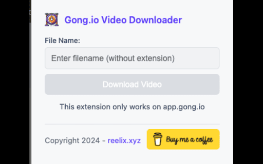 Gong Video Downloader  from Chrome web store to be run with OffiDocs Chromium online