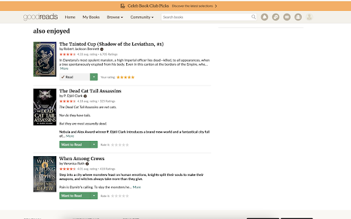 Goodreads Fantasy Extension  from Chrome web store to be run with OffiDocs Chromium online
