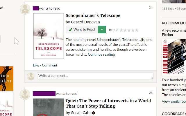 Goodreads feed filter  from Chrome web store to be run with OffiDocs Chromium online