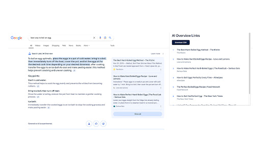 Google AI Overview Link Scraper  from Chrome web store to be run with OffiDocs Chromium online