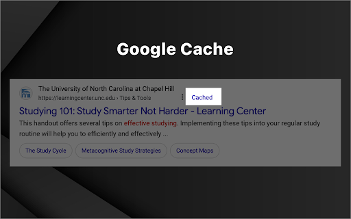Google Cache  from Chrome web store to be run with OffiDocs Chromium online