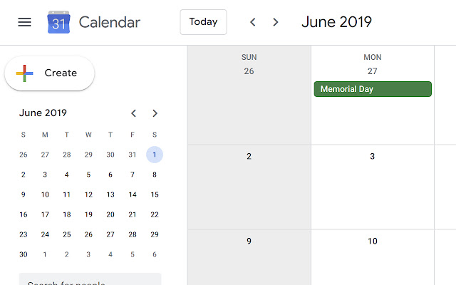 Google Calendar Gray Weekends  from Chrome web store to be run with OffiDocs Chromium online