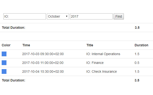 Google Calendar Hour Calculator  from Chrome web store to be run with OffiDocs Chromium online