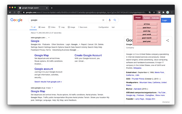 Google date range search  from Chrome web store to be run with OffiDocs Chromium online