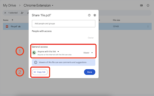 Google Drive Direct Link Generator  from Chrome web store to be run with OffiDocs Chromium online