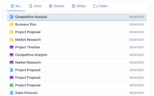 Google Drive Recent Files  from Chrome web store to be run with OffiDocs Chromium online