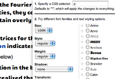Google Font Previewer for Chrome  from Chrome web store to be run with OffiDocs Chromium online