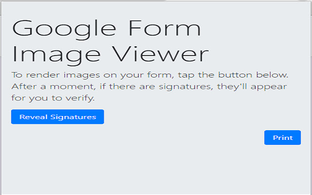 Google Forms Image Viewer  from Chrome web store to be run with OffiDocs Chromium online